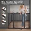 imageCumbor 297515 Extra Wide Baby Gate for Stairs PressureMounted Dog Gates for Doorways amp Hallways AutoClose WalkThrough NoTrip Design Child Proof Safety DogPet Gate for Indoor Use SilverBlack