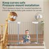 imageCumbor 297515 Extra Wide Baby Gate for Stairs PressureMounted Dog Gates for Doorways amp Hallways AutoClose WalkThrough NoTrip Design Child Proof Safety DogPet Gate for Indoor Use SilverGray