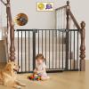 imageCumbor 297515 Extra Wide Baby Gate for Stairs PressureMounted Dog Gates for Doorways amp Hallways AutoClose WalkThrough NoTrip Design Child Proof Safety DogPet Gate for Indoor Use SilverBlack