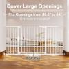 imageCumbor 297515 Extra Wide Baby Gate for Stairs PressureMounted Dog Gates for Doorways amp Hallways AutoClose WalkThrough NoTrip Design Child Proof Safety DogPet Gate for Indoor Use SilverWhite