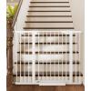 imageCumbor 297515 Extra Wide Baby Gate for Stairs PressureMounted Dog Gates for Doorways amp Hallways AutoClose WalkThrough NoTrip Design Child Proof Safety DogPet Gate for Indoor Use SilverWhite