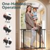 imageCumbor 297515 Extra Wide Baby Gate for Stairs PressureMounted Dog Gates for Doorways amp Hallways AutoClose WalkThrough NoTrip Design Child Proof Safety DogPet Gate for Indoor Use SilverBlack