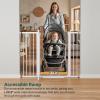 imageCumbor 297515 Extra Wide Baby Gate for Stairs PressureMounted Dog Gates for Doorways amp Hallways AutoClose WalkThrough NoTrip Design Child Proof Safety DogPet Gate for Indoor Use SilverWhite
