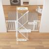 imageCumbor 297515 Extra Wide Baby Gate for Stairs PressureMounted Dog Gates for Doorways amp Hallways AutoClose WalkThrough NoTrip Design Child Proof Safety DogPet Gate for Indoor Use SilverWhite
