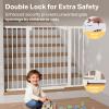 imageCumbor 297515 Extra Wide Baby Gate for Stairs PressureMounted Dog Gates for Doorways amp Hallways AutoClose WalkThrough NoTrip Design Child Proof Safety DogPet Gate for Indoor Use SilverWhite