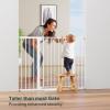 imageCumbor 297515 Extra Wide Baby Gate for Stairs PressureMounted Dog Gates for Doorways amp Hallways AutoClose WalkThrough NoTrip Design Child Proof Safety DogPet Gate for Indoor Use SilverWhite