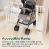 imageCumbor 297515 Extra Wide Baby Gate for Stairs PressureMounted Dog Gates for Doorways amp Hallways AutoClose WalkThrough NoTrip Design Child Proof Safety DogPet Gate for Indoor Use SilverWhite