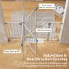 imageCumbor 297515 Extra Wide Baby Gate for Stairs PressureMounted Dog Gates for Doorways amp Hallways AutoClose WalkThrough NoTrip Design Child Proof Safety DogPet Gate for Indoor Use SilverSilver
