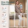 imageCumbor 297515 Extra Wide Baby Gate for Stairs PressureMounted Dog Gates for Doorways amp Hallways AutoClose WalkThrough NoTrip Design Child Proof Safety DogPet Gate for Indoor Use SilverWhite