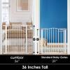 imageCumbor 297515 Extra Wide Baby Gate for Stairs PressureMounted Dog Gates for Doorways amp Hallways AutoClose WalkThrough NoTrip Design Child Proof Safety DogPet Gate for Indoor Use SilverWhite