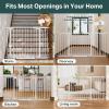 imageCumbor 297515 Extra Wide Baby Gate for Stairs PressureMounted Dog Gates for Doorways amp Hallways AutoClose WalkThrough NoTrip Design Child Proof Safety DogPet Gate for Indoor Use SilverWhite