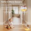 imageCumbor 297515 Extra Wide Baby Gate for Stairs PressureMounted Dog Gates for Doorways amp Hallways AutoClose WalkThrough NoTrip Design Child Proof Safety DogPet Gate for Indoor Use SilverWhite