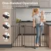imageCumbor 297515 Extra Wide Baby Gate for Stairs PressureMounted Dog Gates for Doorways amp Hallways AutoClose WalkThrough NoTrip Design Child Proof Safety DogPet Gate for Indoor Use SilverBrown