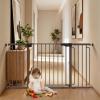 imageCumbor 297515 Extra Wide Baby Gate for Stairs PressureMounted Dog Gates for Doorways amp Hallways AutoClose WalkThrough NoTrip Design Child Proof Safety DogPet Gate for Indoor Use SilverBrown