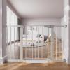 imageCumbor 297515 Extra Wide Baby Gate for Stairs PressureMounted Dog Gates for Doorways amp Hallways AutoClose WalkThrough NoTrip Design Child Proof Safety DogPet Gate for Indoor Use SilverSilver