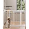 imageCumbor 297515 Extra Wide Baby Gate for Stairs PressureMounted Dog Gates for Doorways amp Hallways AutoClose WalkThrough NoTrip Design Child Proof Safety DogPet Gate for Indoor Use SilverWhite