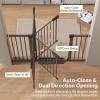 imageCumbor 297515 Extra Wide Baby Gate for Stairs PressureMounted Dog Gates for Doorways amp Hallways AutoClose WalkThrough NoTrip Design Child Proof Safety DogPet Gate for Indoor Use SilverBrown