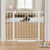 imageCumbor 297515 Extra Wide Baby Gate for Stairs PressureMounted Dog Gates for Doorways amp Hallways AutoClose WalkThrough NoTrip Design Child Proof Safety DogPet Gate for Indoor Use SilverWhite