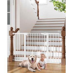 imageCumbor 2 Pack 3054 Baby Gate for Stairs Dual Lock amp SelfClosing Dog Gate for Doorways Easy Install Pressure Mounted Pet Gates Indoor Easy Walk Thru Wide Safety Proofing for Babies amp Pets BlackWhite