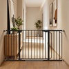 image:imageCumbor 3048 Baby Gate for Stairs and Doorways Moms Choice Award Winner Pressure Mounted Dog Gate Indoor with SelfClosing Walk Through Door Easy Install DoubleLock Design Cool GrayBlack