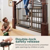 image:imageCumbor 3Pack Baby amp Dog Gates Bundle 2Pack 29746 amp 1Pack 3054 Wide Safety Gates for Stairs Doorways Hallways Dual Lock Auto Close Easy Install Pet Gate Brown