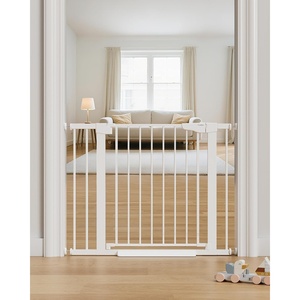 image:imageCumbor 3048 Baby Gate for Stairs and Doorways Moms Choice Award Winner Pressure Mounted Dog Gate Indoor with SelfClosing Walk Through Door Easy Install DoubleLock Design Cool GrayWhite