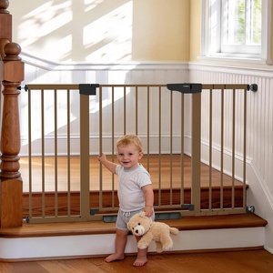 image:imageCumbor 3Pack Baby amp Dog Gates Bundle 2Pack 29746 amp 1Pack 3054 Wide Safety Gates for Stairs Doorways Hallways Dual Lock Auto Close Easy Install Pet Gate Brown